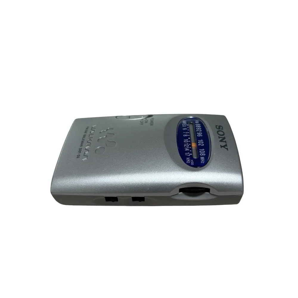 Sony SRF-59 AM/FM Walkman Radio Silver with Belt Clip Tested Working